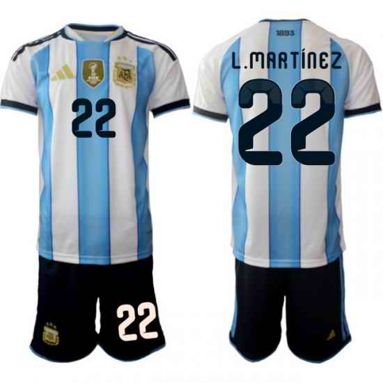 Argentina 2026 FIFA World Cup Soccer Jersey White #22 L.MARTINEZ